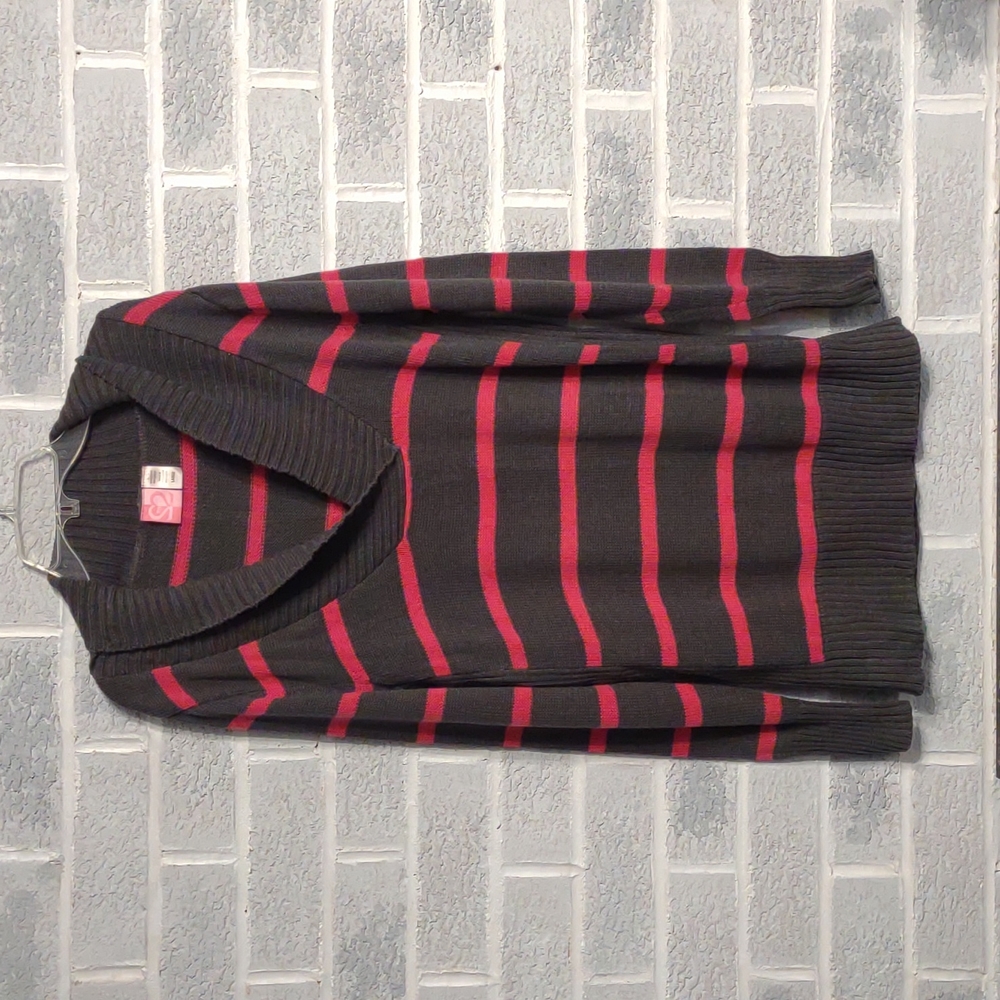 Times Maternity Women's Grey and Pink Striped Maternity Sweater Size Large